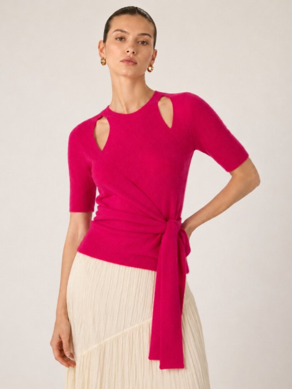 Ganni Brushed Alpaca Wrap Top in Love Potion